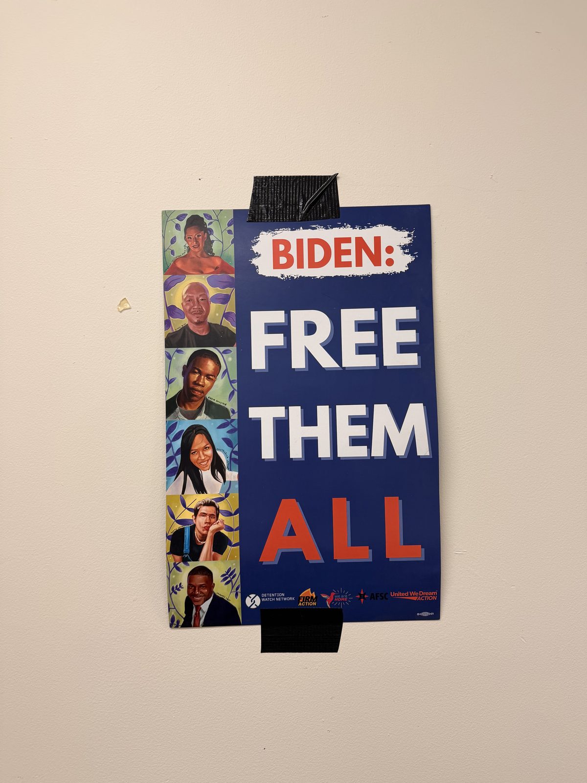 An immigration justice poster displayed inside the TRII office